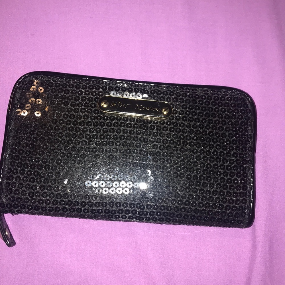 Black Sequin Betsey Johnson Wallet